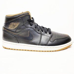 NIKE Air Jordan 1 Mid Black & Gold sz 9.5
